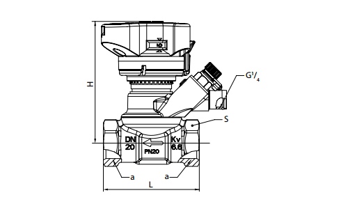 Размеры Danffos LENO™ MSV-BD Ду25